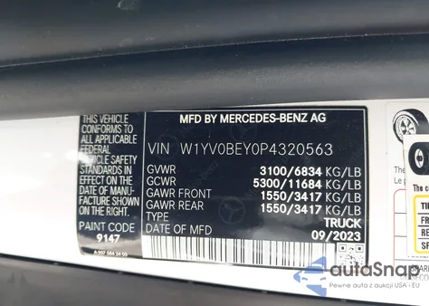 2023 Mercedes-Benz Metris z USA, uszkodzony, nr VIN W1YV0BEY0P4320563